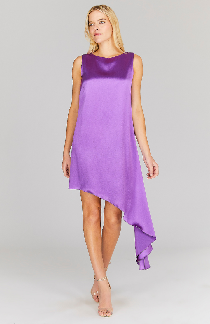 Satin Sleeveless Asymmetric Dress