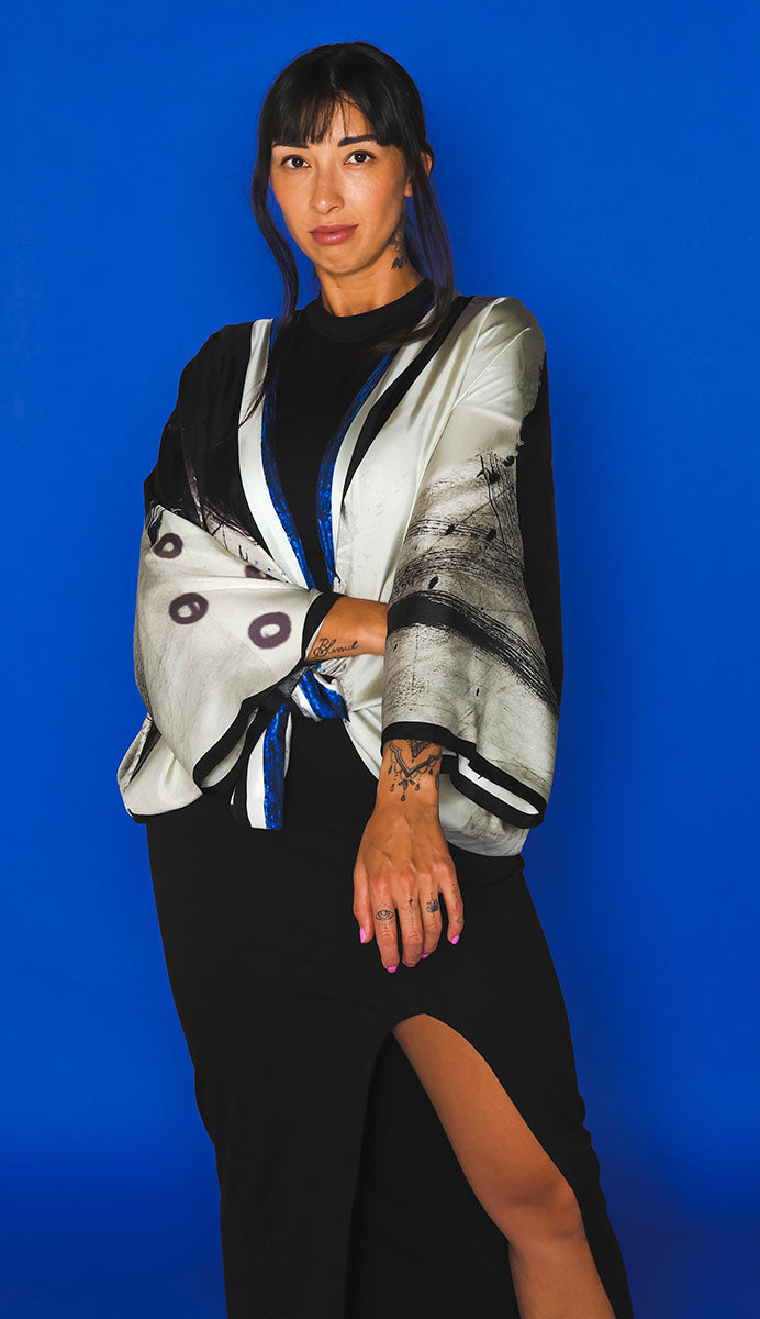 Ecriture Silk Kimono Robe