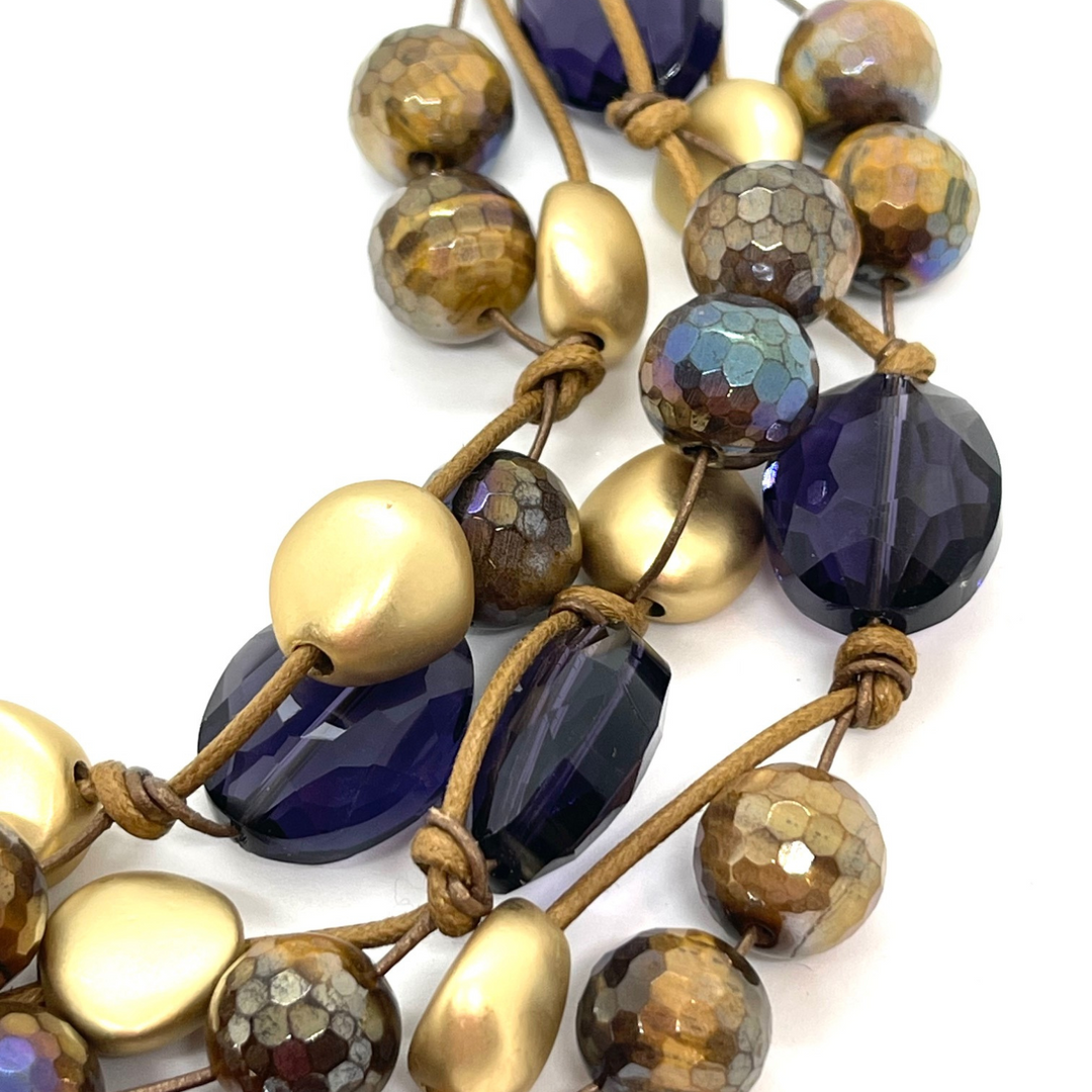 Tanzanite Crystal and Tiger's Eye Torsade