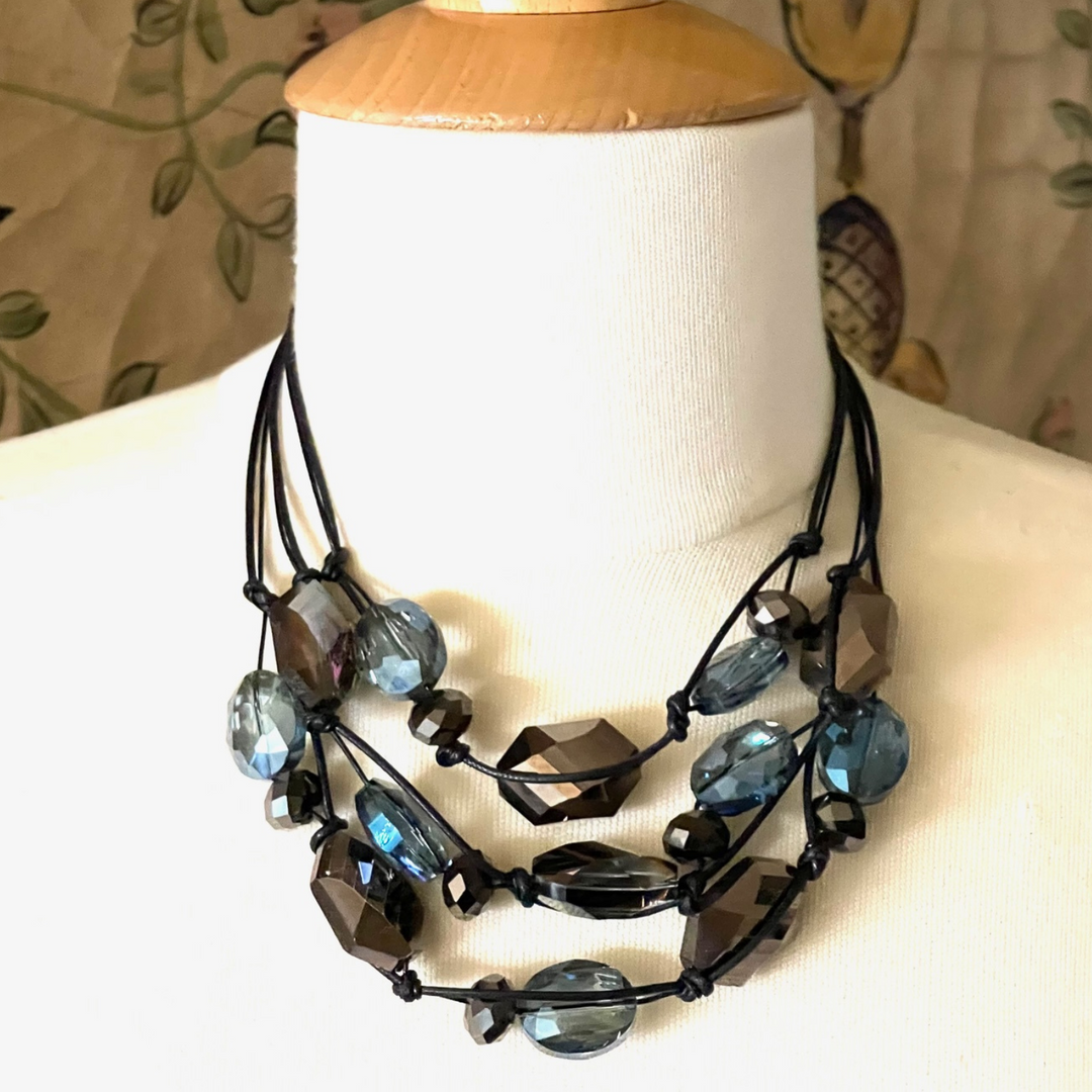 Metallic Brown and Blue Crystal Torsade