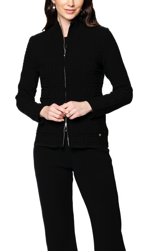 Zoe Square-Detail Knit Jacket ; Black (Ships after Oct 28)
