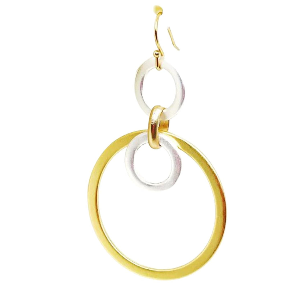 Two Tone Matte Silver and Gold Loop Earrings