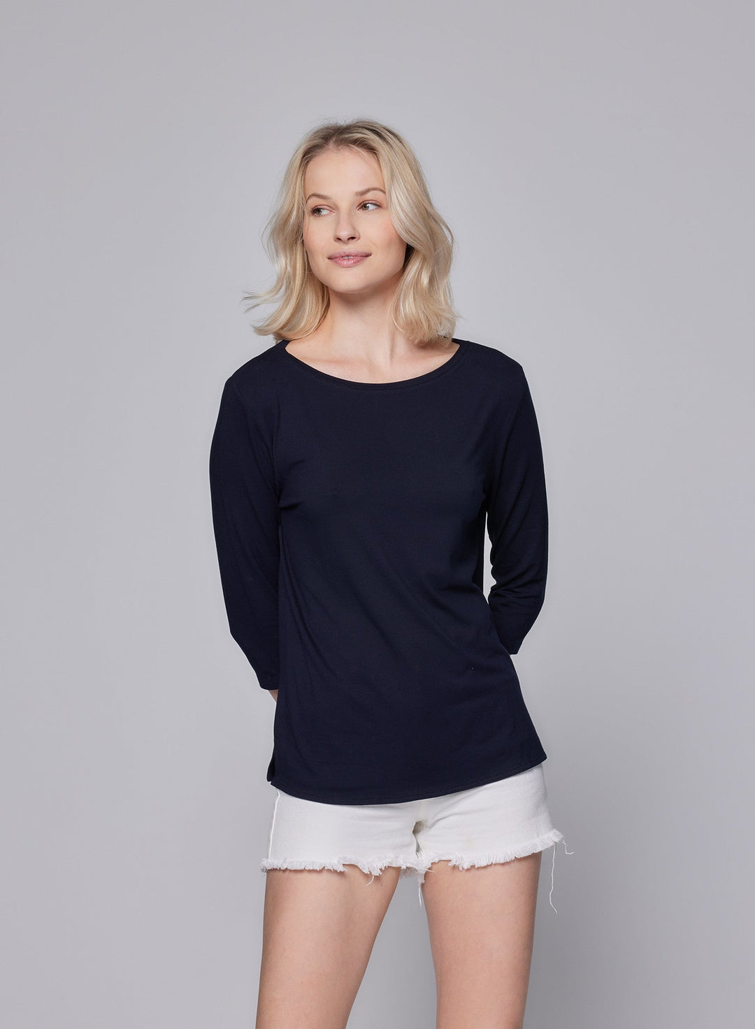 Soft Touch Relaxed 3/4 Sleeve Boatneck T-Shirt - BOATNECK 3/4 SLV - Majestic Filatures North America