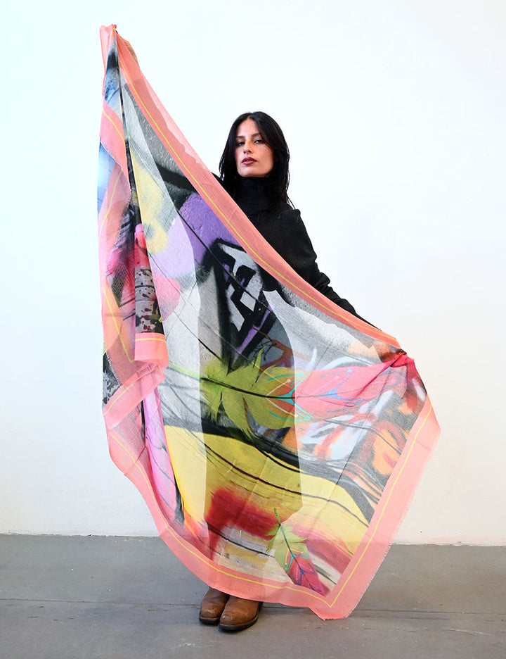 Wild Feathers Cotton Scarf