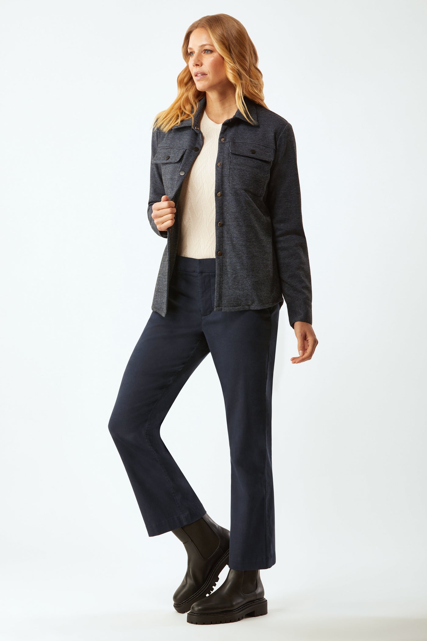Shirt Jacket With Zip-Out Liner - Indigo Tweed