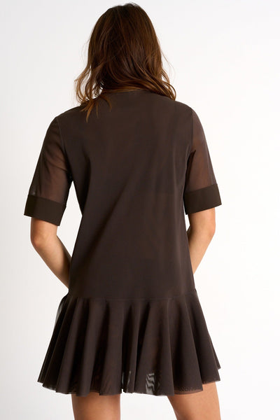 Short Flowy Dress - 52333-66-770 02 / 770 Chocolate / 100% POLYESTER