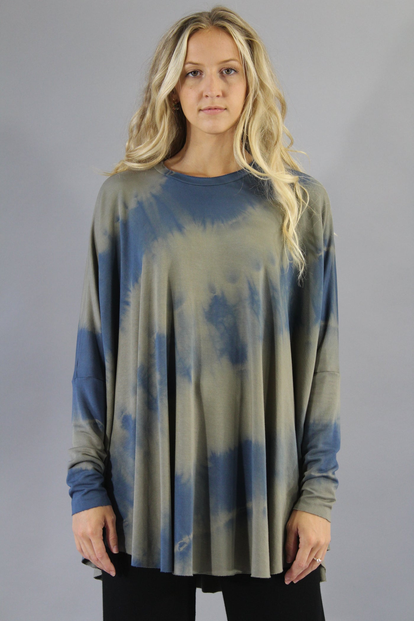 Tent Tunic Top - Band - Blue/Taupe