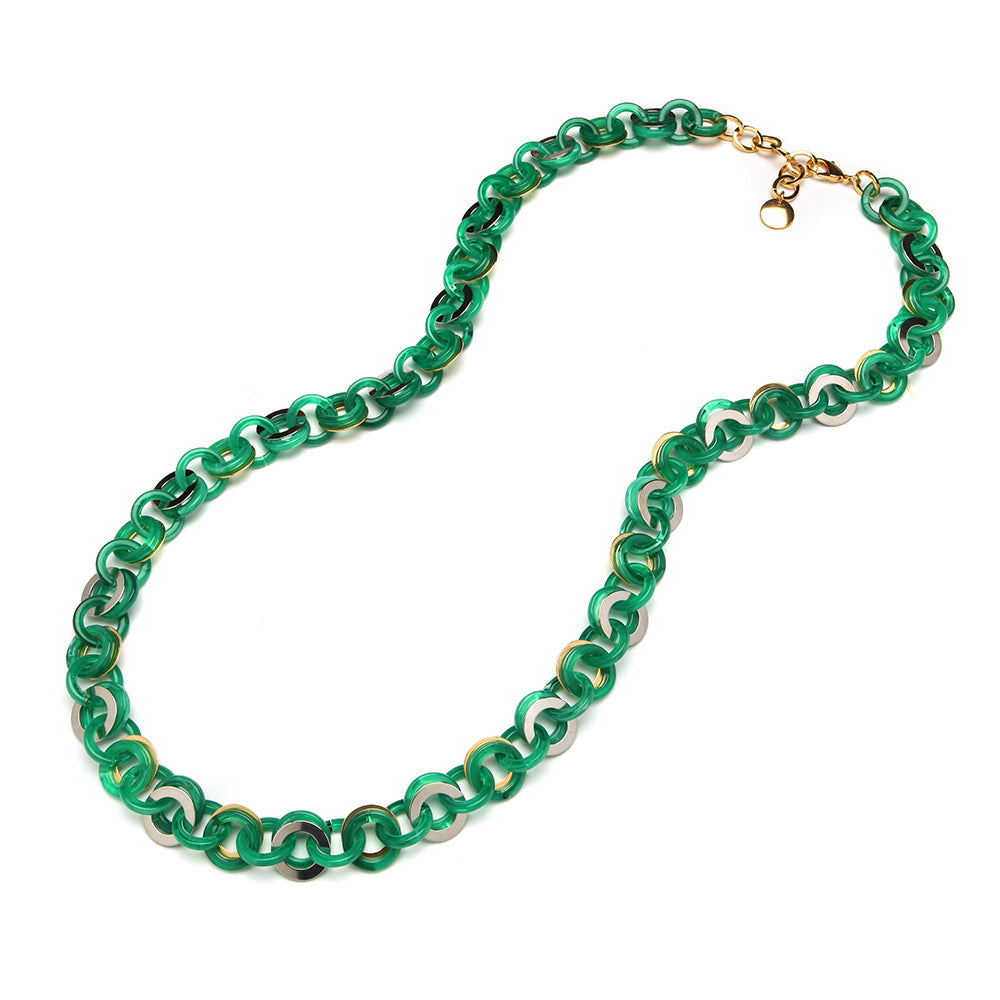Sea Chain Resin Necklace Emerald