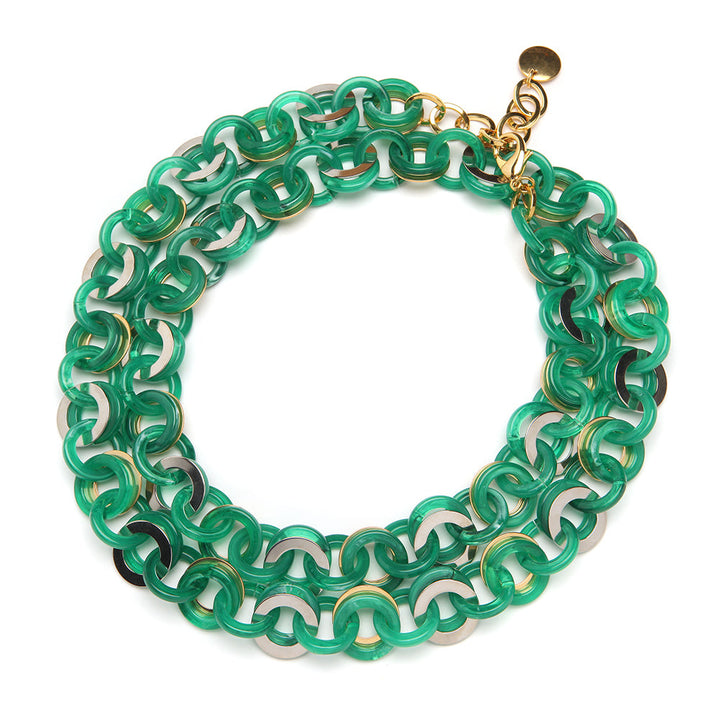 Sea Chain Resin Necklace Emerald