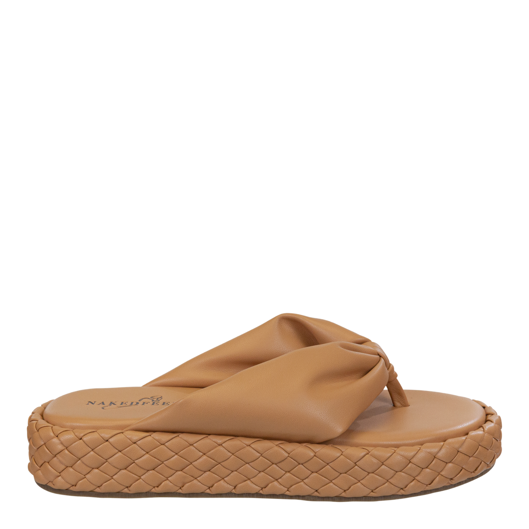 NAKED FEET - COSTA in CAMEL Platform Sandals