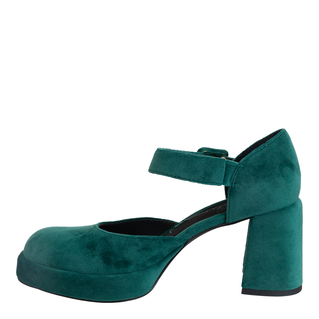 NAKED FEET - ESTONIA in EMERALD Heeled Clogs